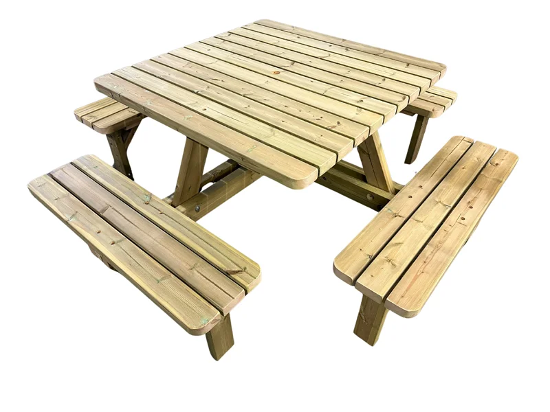 Handmade Wooden 8-Seater Square Picnic Table