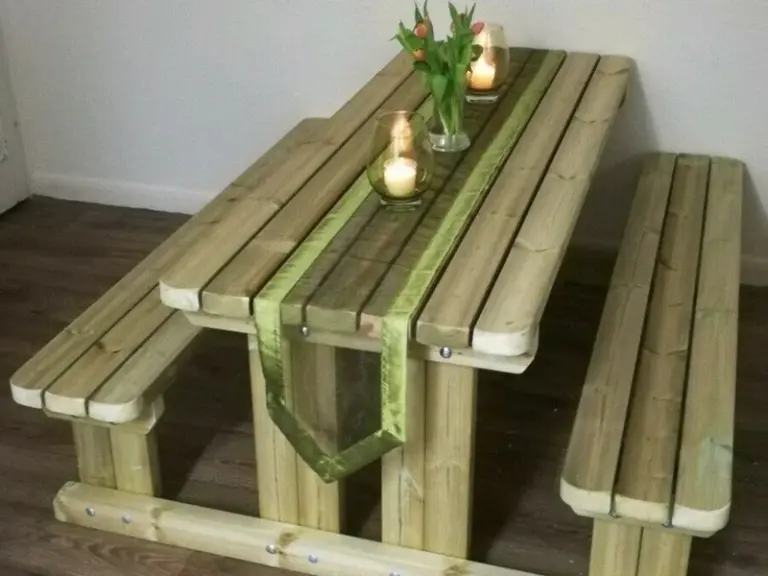 Handmade Wooden Walk in Picnic Table