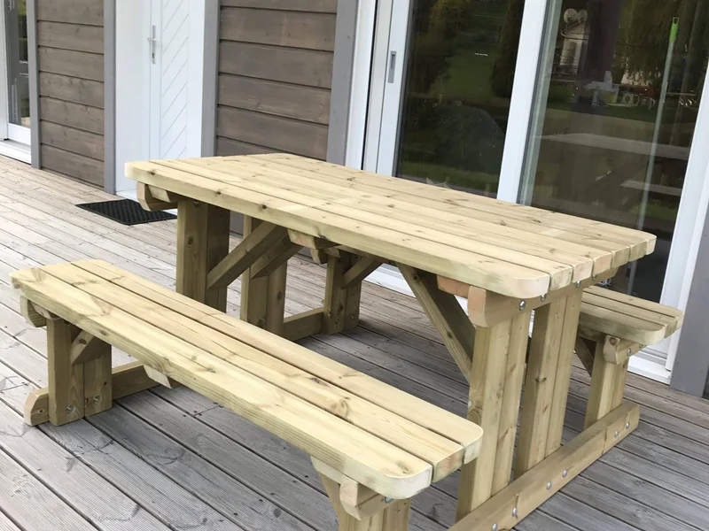 Handmade Wooden Walk in Picnic Table